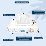 BIOLANE - Lingettes Humides Bébé Visage et Mains - Paquet de 6 - 384 Lingettes (6 x 64 cm) - Nettoie et Protège - Produits de Toilette - Hypoallergéniques - Pour Peaux Sensibles - 97% d'ingrédients naturels - Fabriquées