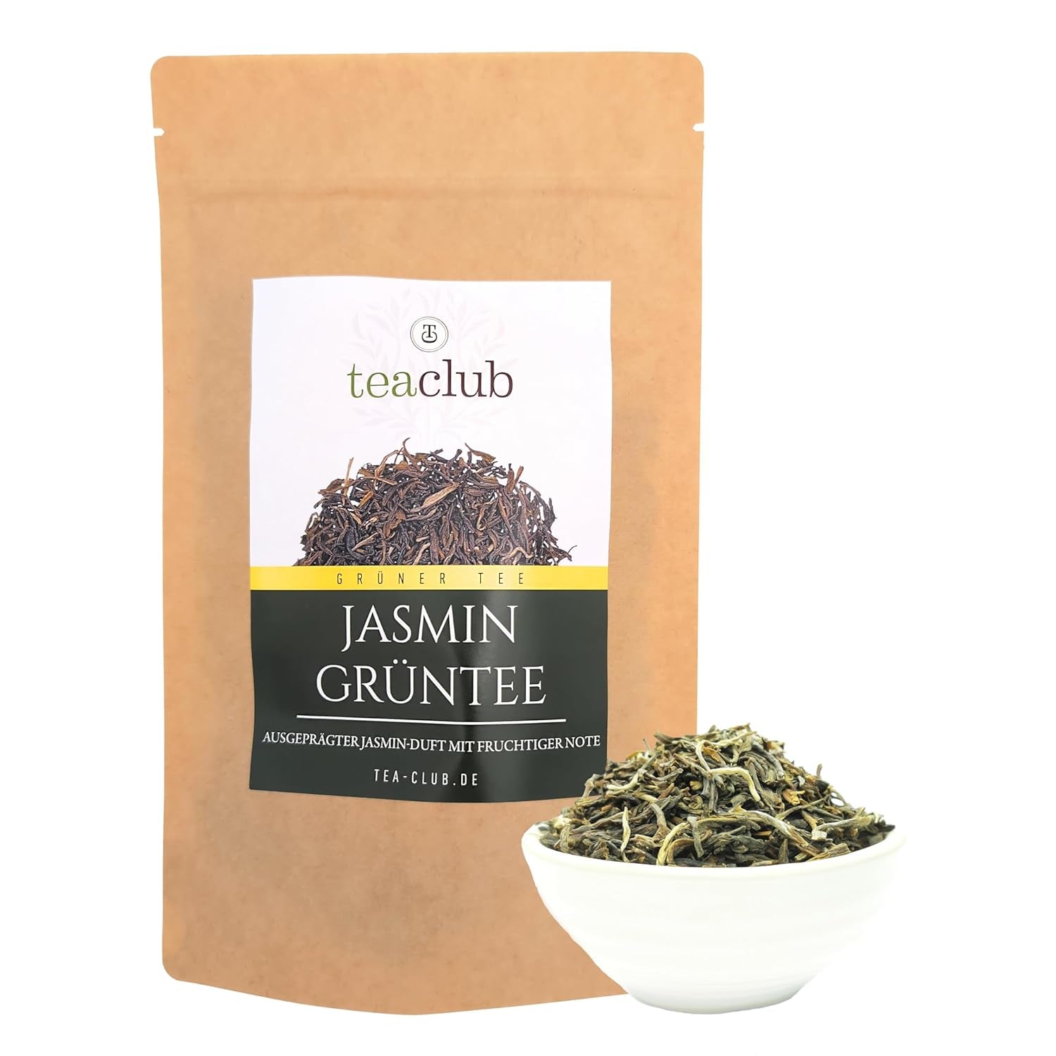 Thé au jasmin en vrac 100g, Thé vert à la fleur de jasmin naturellement aromatisé, Thé vert au jasmin au goût de jasmin prononcé, Thé vert Teaclub