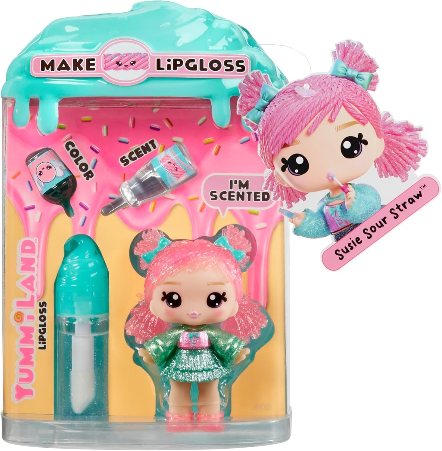 Yummiland Poupée de brillant à lèvres – Susie Sour Straw – Comprend un kit de brillant à lèvres DIY, adapté aux enfants de 4 ans et plus, série 2