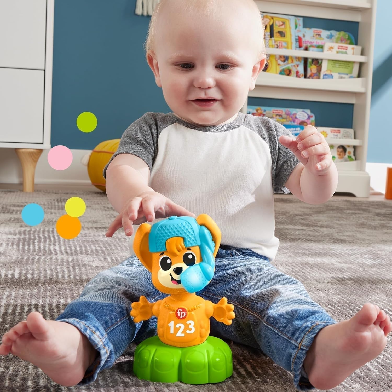 Fisher Price Animal Band Rino le renard apprend les contraires, renard interactif pour apprendre par le mouvement, lumières colorées, chansons et sons, jouet pour bébé, 9 mois et plus, HYL02 Baby Toys Naty Shop