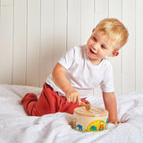 Janod - Tambour Gioia - Tambour + tambour en bois FSC - Jeux de rôle et éducation musicale précoce - Aquarelle - Dès 18 mois, J07650 Bebe Toys Naty Shop