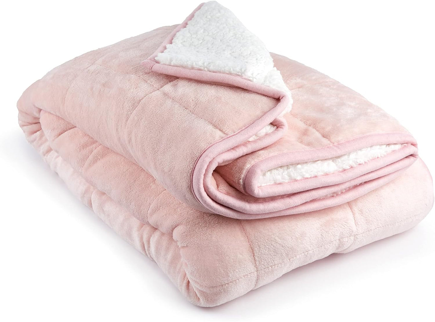Couverture Sherpa lestée Emma Barclay, 127 x 152 cm, rose poudré Emma Barclay Lits et couvertures rose poudré 50 x 60 po (127 x 152 cm)