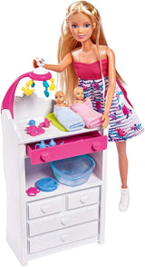 Simba 105733333 - Steffi Love Welcome Twins, Poupée enceinte, Avec des jumeaux, Avec table à langer et baignoire, Accessoire, Poupée à habiller, 29Cm, Pour les enfants à partir de 3 ans Poupées Naty Shop Single