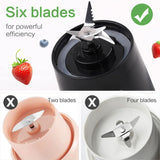 Mélangeur Smoothie Maker Entsafter: 380Ml Standmixer Persönlicher Shaker Proteinshake Mit 6 Edelstahlmesser Tragbar-Bpa-Freie Mit USB-Mixbecher Für Shakes,Saftoutdoor,Schwarz Bucatarie Naty Shop
