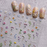 JMEOWIO Autocollant de manucure 3D en forme de fleur d'été floral pour nail art