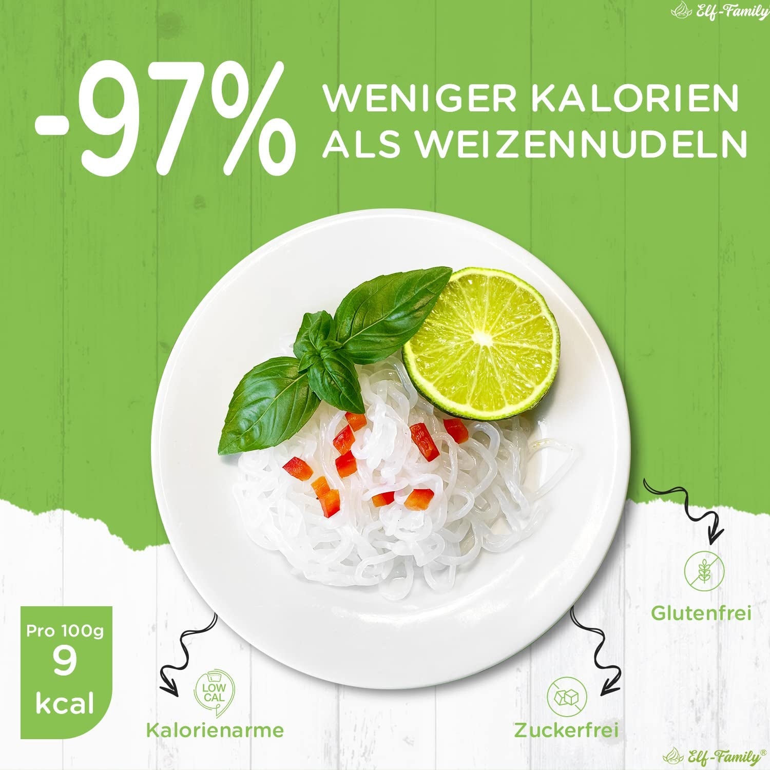 Elf-Family 270g x6er Box (paquet de 12) Bio Konjak Nudeln Ultra Low Carb Shirataki Nudeln Vegan Glutenfree-Instant Nudeln sans Kohlenhydrate/Keto/Kalorienarme/Fettfrei/Zuckerfrei -Spaghetti MHD : 12/11/2026