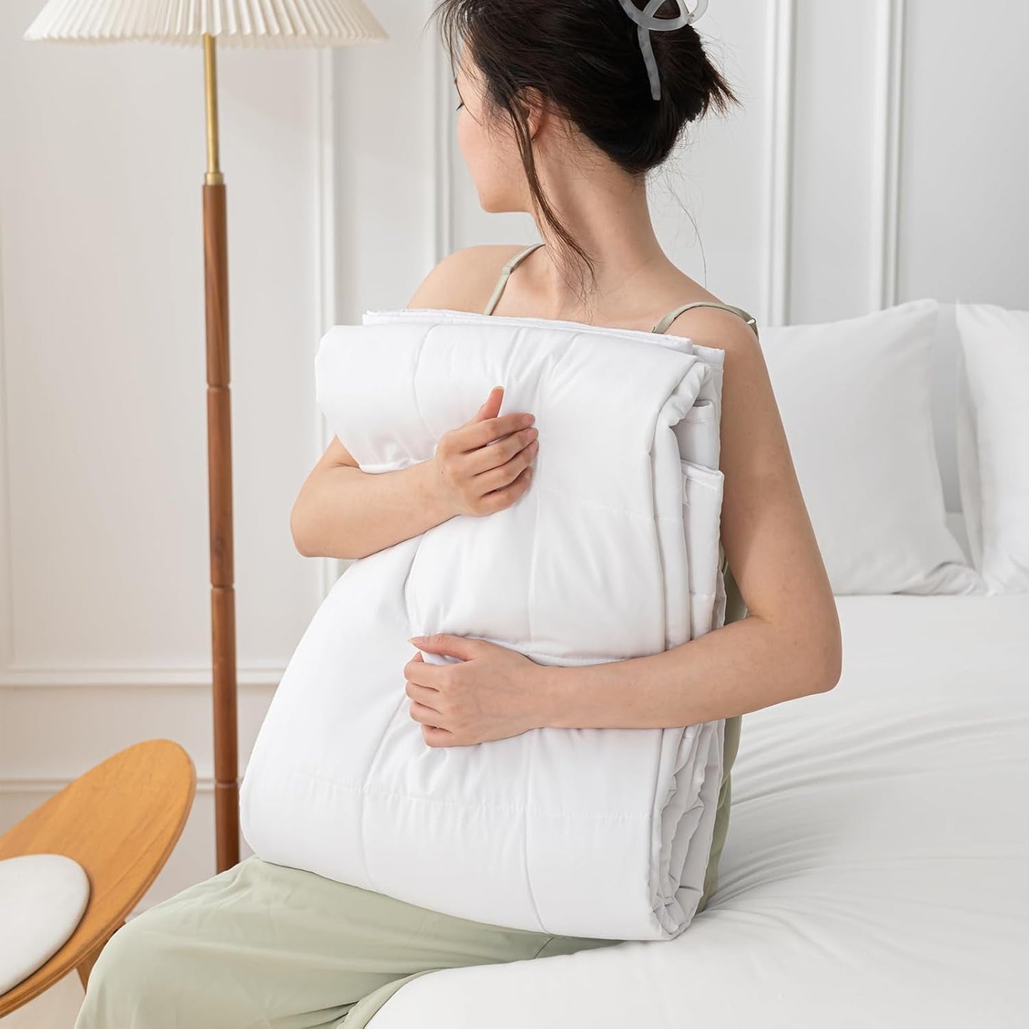 Couette d'été 155X220 Couette d'été légère Couettes 90 GSM Couette 155X220Cm Couette fine Utilisable sans housse Couette rafraîchissante Soft Cosy Blanc Couettes et couettes Naty Shop