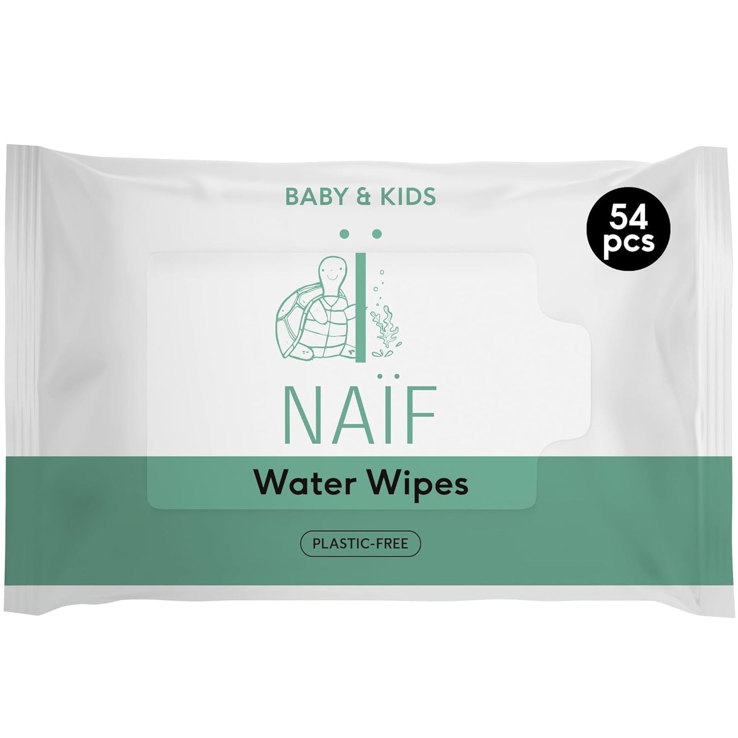 Naïf Lingettes Bébé Sans Plastique 54 Pièces (1 Paquet x 54 Pièces) - Pour les Fesses, le Corps et le Visage de Bébé - Ingrédients Naturels