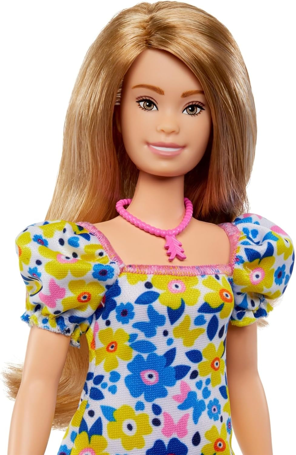 Barbie Fashionistas - développée avec la National Down Syndrome Society, cheveux blonds et tenue tendance avec une robe à fleurs et des baskets blanches, pour les enfants de 3 ans et plus, HJT05 Naty Shop Dolls