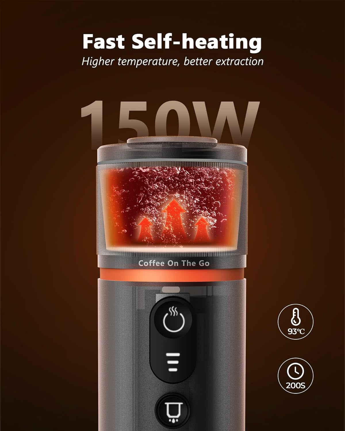 Machine à expresso de voiture CONQUECO 12 V : machine à expresso portable avec batterie pour le camping et les voyages – Chauffage rapide en 2,5 minutes – 8 tasses à expresso en une seule charge