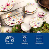Villeroy & Boch Mariefleur Service de table pour 2 personnes, couleurs assorties, passe au lave-vaisselle, passe au micro-ondes, service de table floral, service de table, service combiné, porcelaine de qualité supérieure