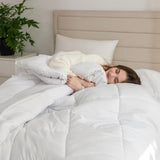 Good Nite Parure de Lit Simple, 15 Tog, Chaleur Hivernale, Lit Simple, Polyester Doux, Fibre Creuse, Draps Blancs avec Bandes d'Angles, Lavable en Machine (Blanc, 15 Tog, 130 X 150 cm) Naty Shop Quilts & Quilts