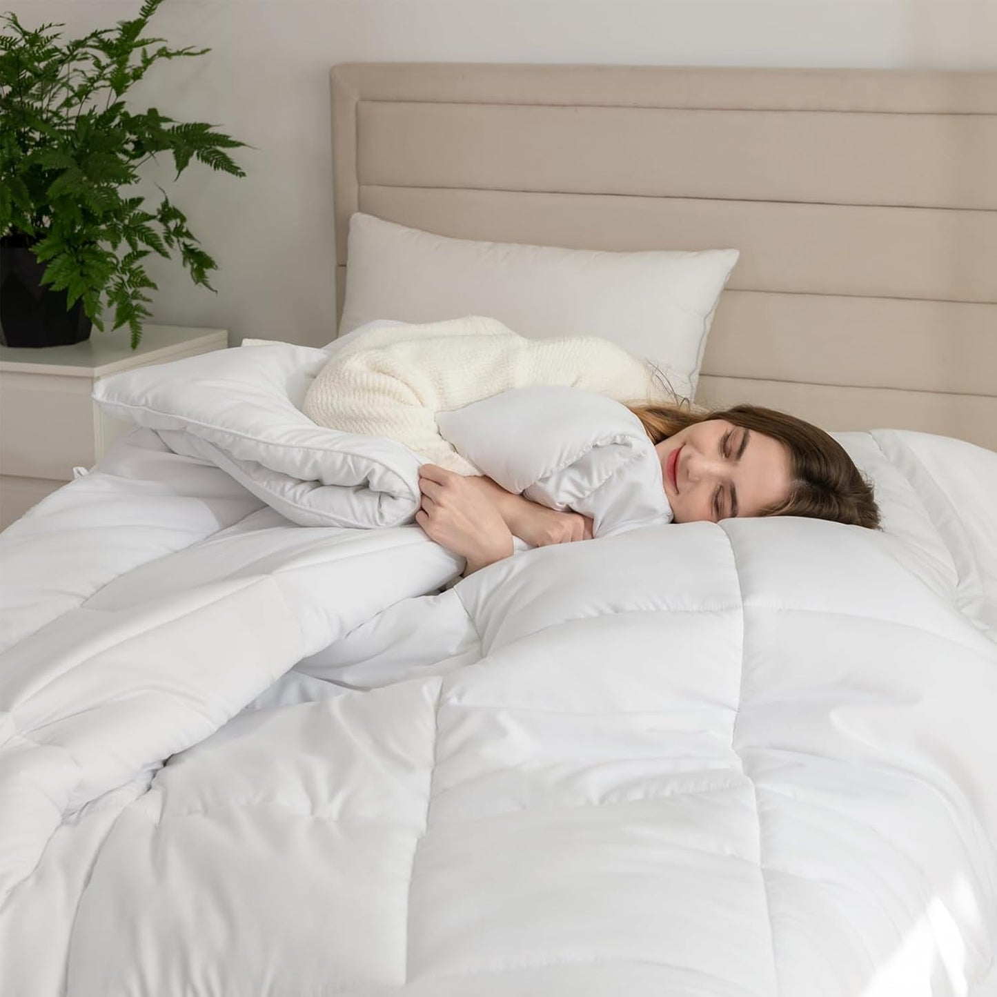 Good Nite Couette Toutes Saisons Couette 155X220 Cm Couette 4 Saisons Couette Microfibre Couette Quatre Saisons Blanc (155X220 Cm) Couettes et Couettes Naty Shop