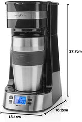 NEDIS Espressor - Café Filtré - 0,4 l - 1 Tasse - Minuteur - Noir / Argent