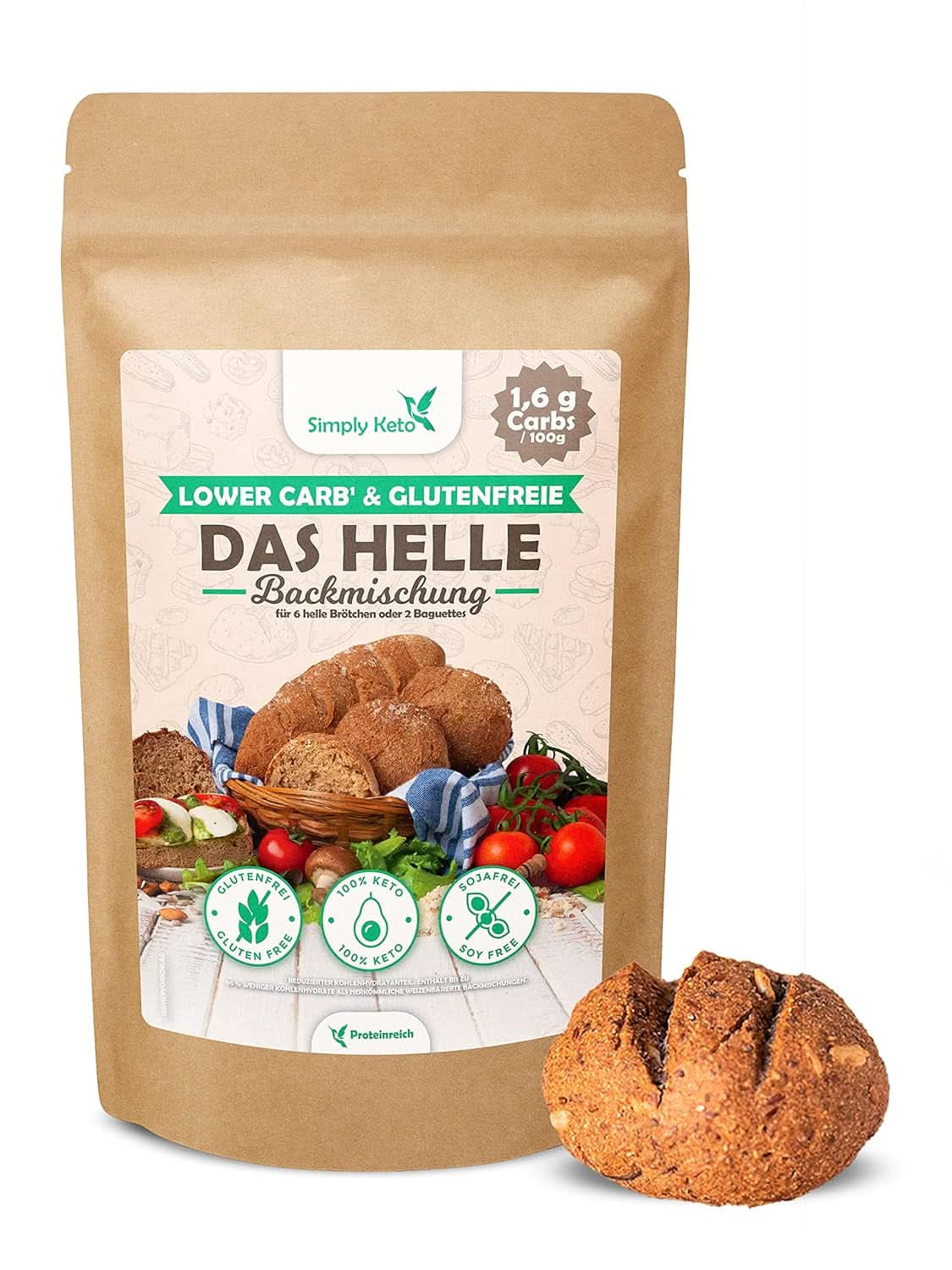 Pain Simply Keto The Light Lower Carb*, Mélange pour pain sans gluten, 260 grammes Kitchen Naty Shop