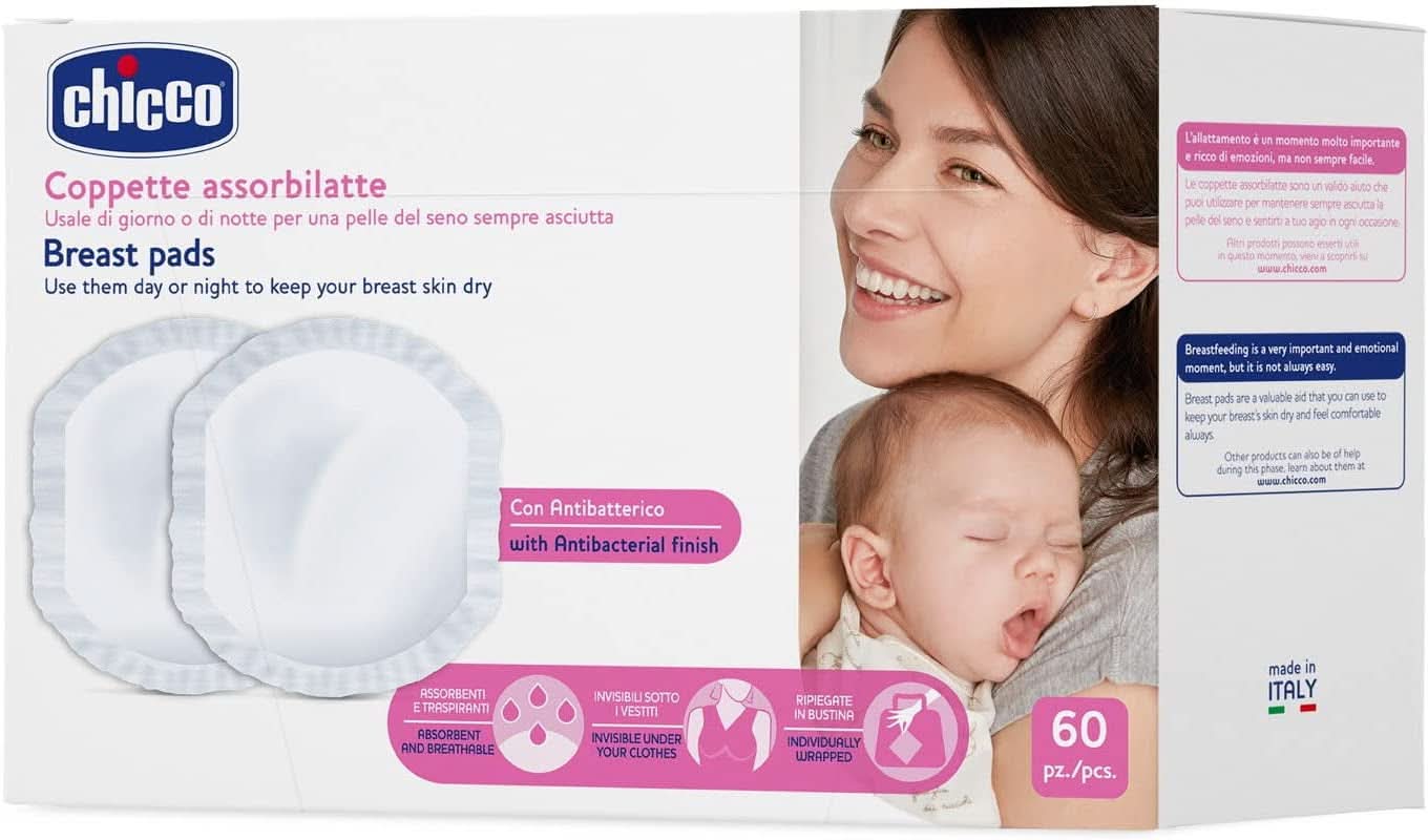 Chicco Naturalfeeling Tampons antibactériens, 60 pcs Accessoires d'alimentation et d'allaitement Bebe Naty Shop