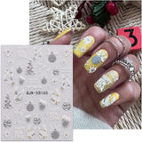 JMEOWIO 3D Nagelsticker Weihnachten Glitzer Nail Art Sticker Selbstklebend Nagelaufkleber 5D Stereoskopisch Schneeflocke Winterurlaub Suß Dekoration Nageldesign Zubehör 4 Blatt