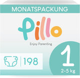 Couches Pillo 3 - Carton de 168 couches, 6 paquets de 28 couches chacun, taille 3 - Midi (6-10 kg) - Couches pour bébés