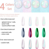Chrome Nagel Pulver 4 couleurs irisées Aurora Pulver Metallic Spiegel Effet Pigment Nacré Merjungfrau Glitter Einhorn Glitter pour Gel Polish Nail Art Décoration-Purpurgrüner Jadeit