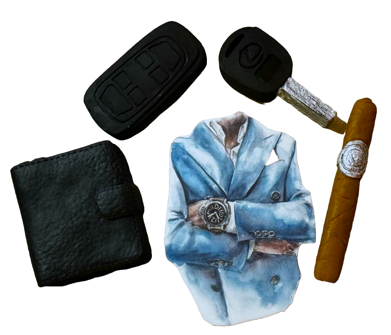 Lot de 5 décorations comestibles en pâte à sucre, Décorations en Pâte à Sucre Homme Naty Shop