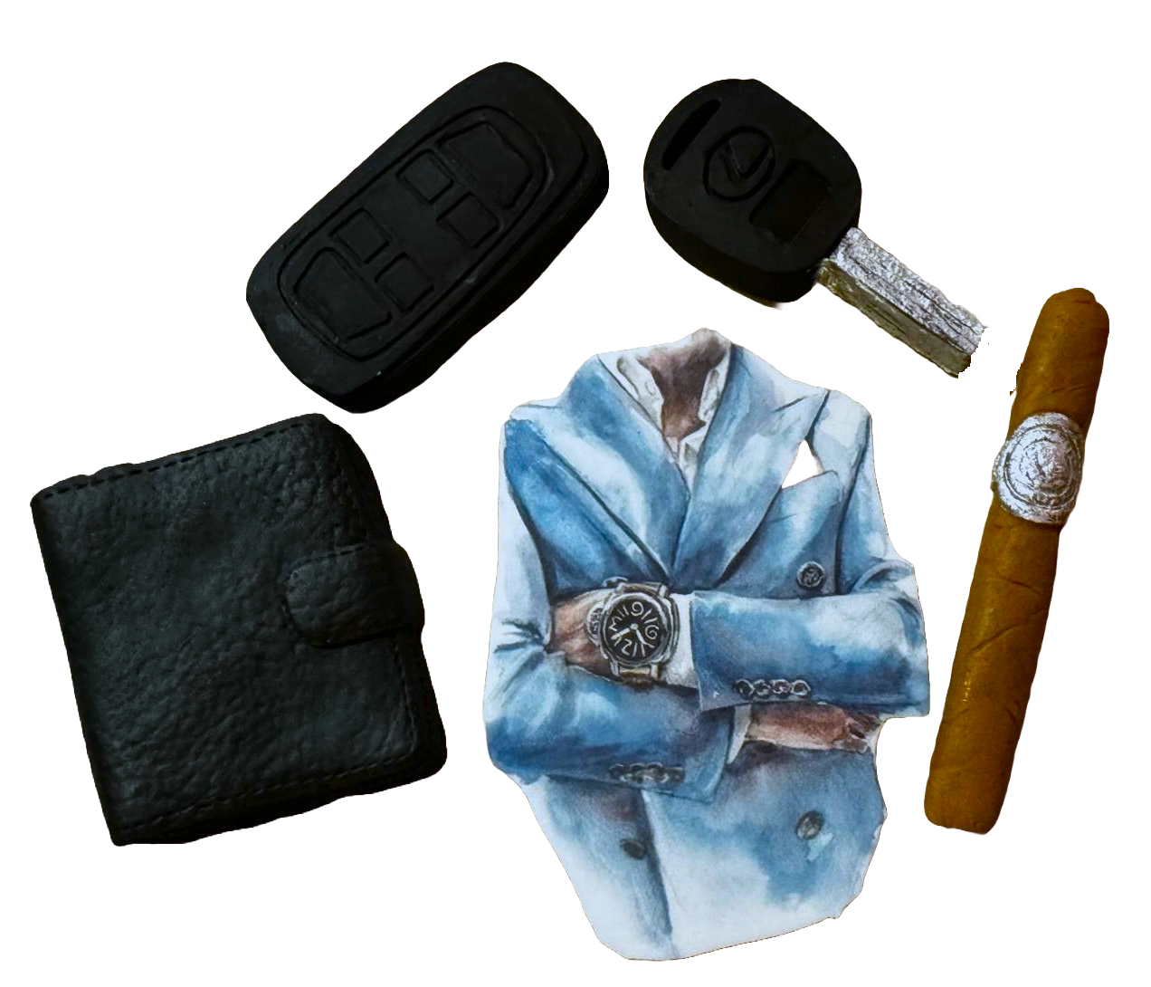 Lot de 5 décorations comestibles en pâte à sucre, Décorations en Pâte à Sucre Homme Naty Shop