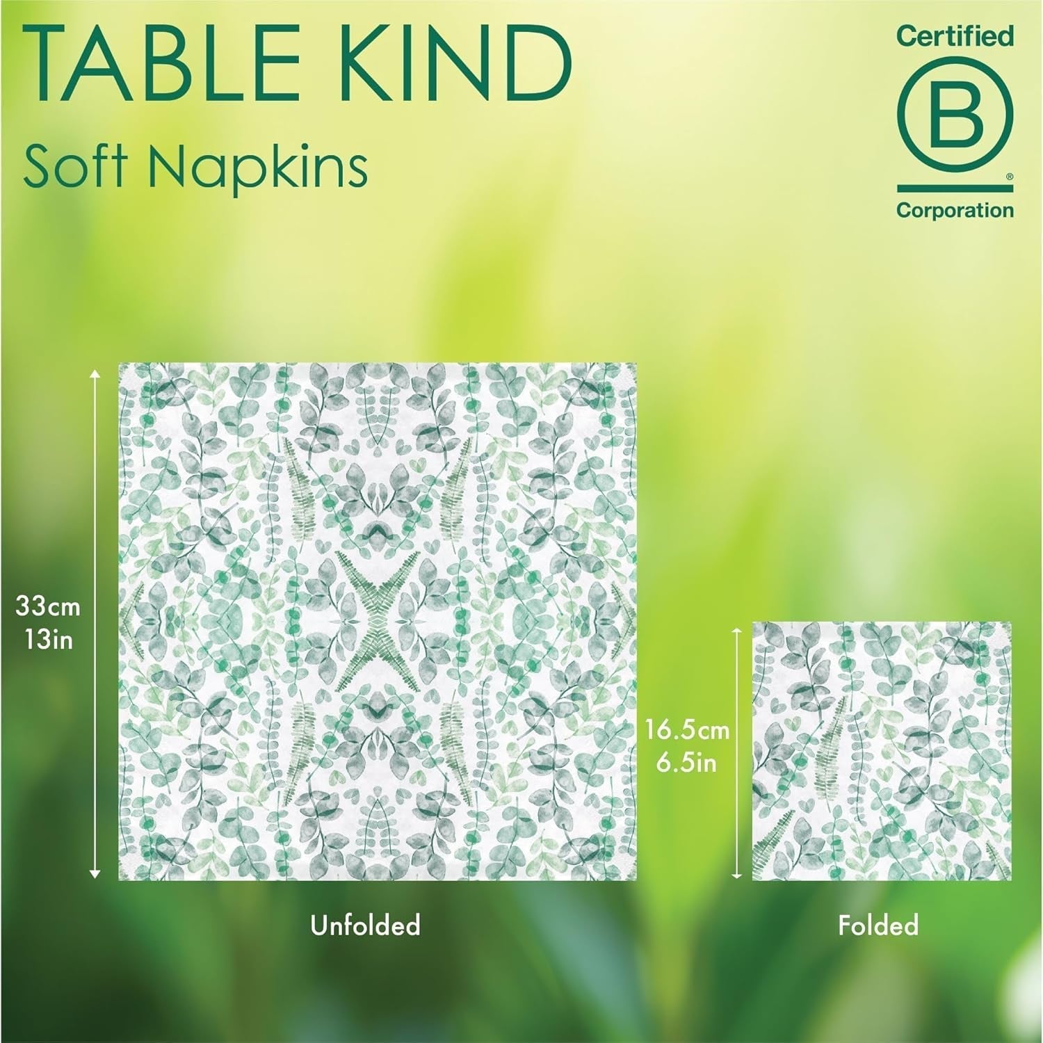 Talking Tables Serviettes jetables en papier doux - Feuilles vertes - Pour mariage ou usage quotidien - Respectueuses de l'environnement, compostables et recyclables - Fabriquées dans l'UE - 2