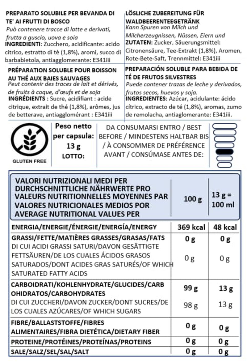 Caffè Vulcanus - Mélange de thé 60 capsules, saveur : thé anglais, thé à la pêche, thé au citron et thé aux baies - capsules compatibles avec Nescafé Dolce Gusto
