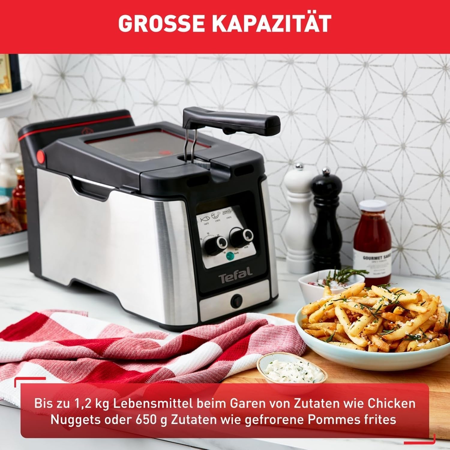 Friteuse Tefal FR600D Clear Duo, friture avec moins de fumée et d'odeurs, capacité 1,2 kg, thermostat, minuterie, grande fenêtre de visualisation sans buée Électroménagers Naty Shop