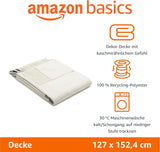 Amazon Basics Plaid léger en polyester recyclé, couverture douillette pour décoration de chambre, 127 x 152 cm, blanc ivoire avec motif bleu Check Beds and Couvertures Besuche den Amazon Basics-Store