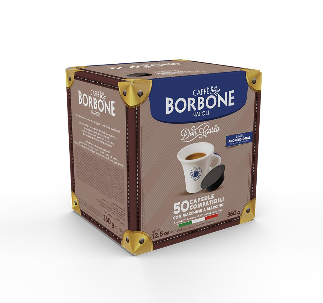 Caffè Borbone Don Carlo Dek Entkofeinierte Kaffeemischung - 50 Kapseln - Compatible avec Lavazza®* A Modo Mio®* Haushalts-Espressomaschinen