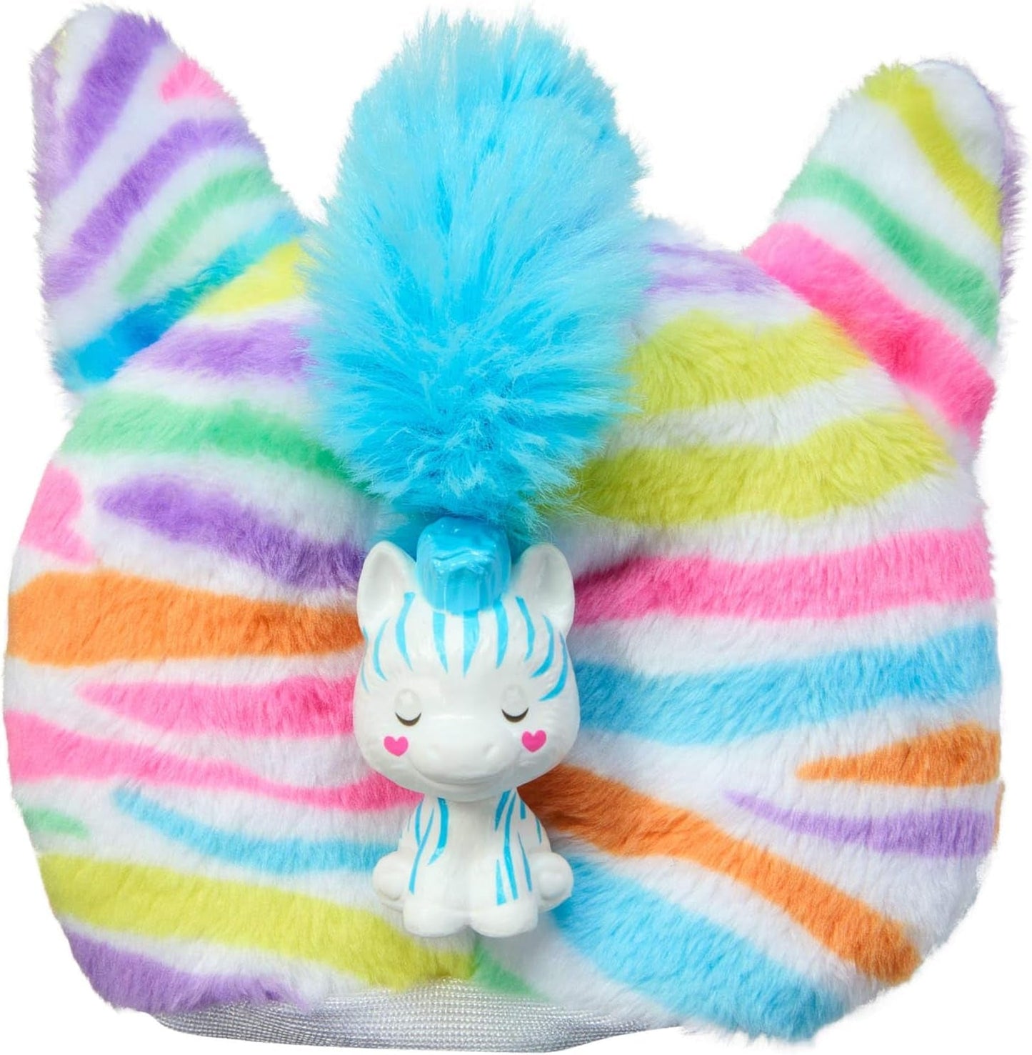 Barbie Cutie Reveal poupée et accessoires, tenue en peluche zèbre arc-en-ciel et 10 surprises changeantes de couleur, gamme Color Dream, HRK39