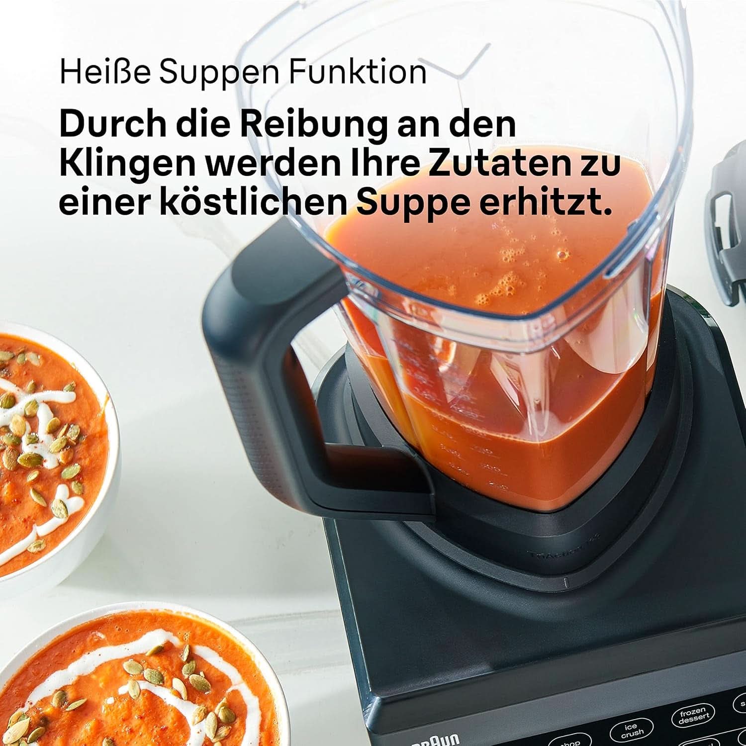 Braun Hochleistungsmixer Powerblend 9 JB9040 – Batteur sur socle avec mélangeur en verre, 18 programmes de mixage, 10 vitesses de rotation + fonction d'impulsion, fonction Heiße Suppen, programme de nettoyage, tampon, 1600 W, Schwarz Kitchen Naty Shop