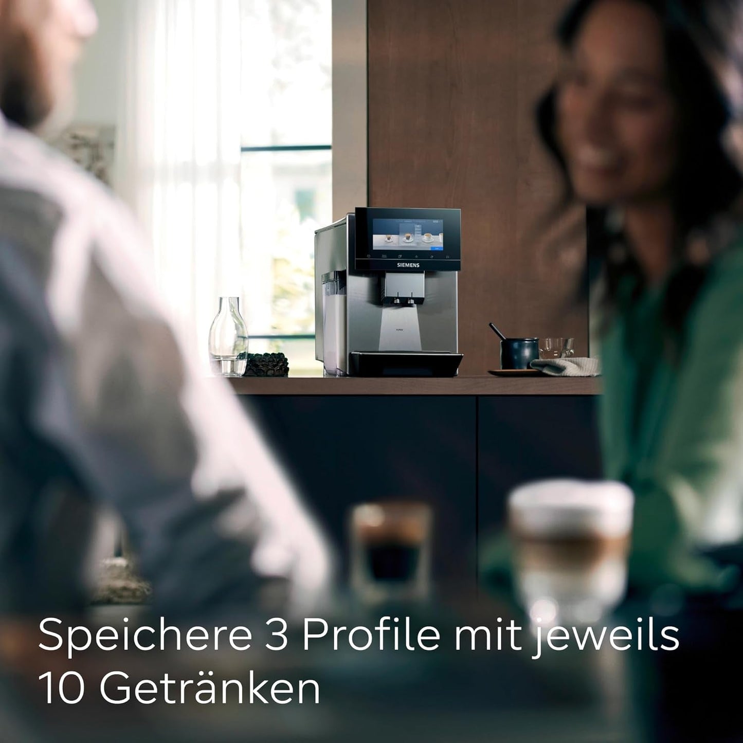 Machine à expresso automatique Siemens EQ900, grand écran couleur TFT, 2 réservoirs à grains, 36 boissons chaudes et froides, café froid, super silencieux, fonction deux tasses, contrôle par application, acier inoxydable, TQ907D03