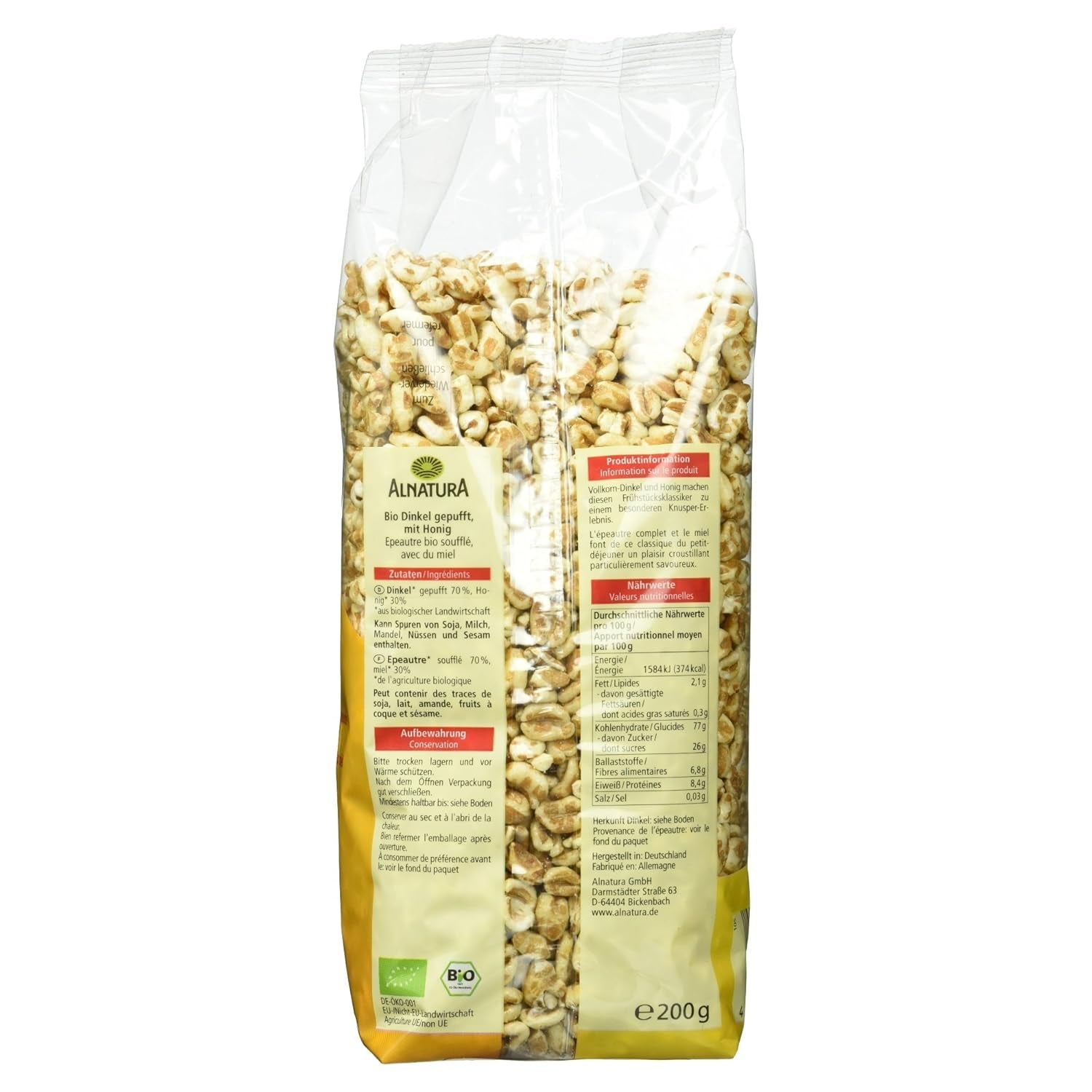 Bio Dinkel Gepuft, 200G Céréales Naty Shop