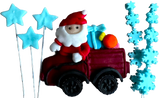 Lot de 6 décorations comestibles en pâte à sucre, Noël, voiture du Père Noël, étoiles et flocons de neige Décorations en Pâte à Sucre Naty Shop