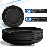 MIAMIO - Service de table/assiettes modernes en céramique 6 pièces pour 6 personnes - Collection Palmanova (Noir, Grandes assiettes (6x))