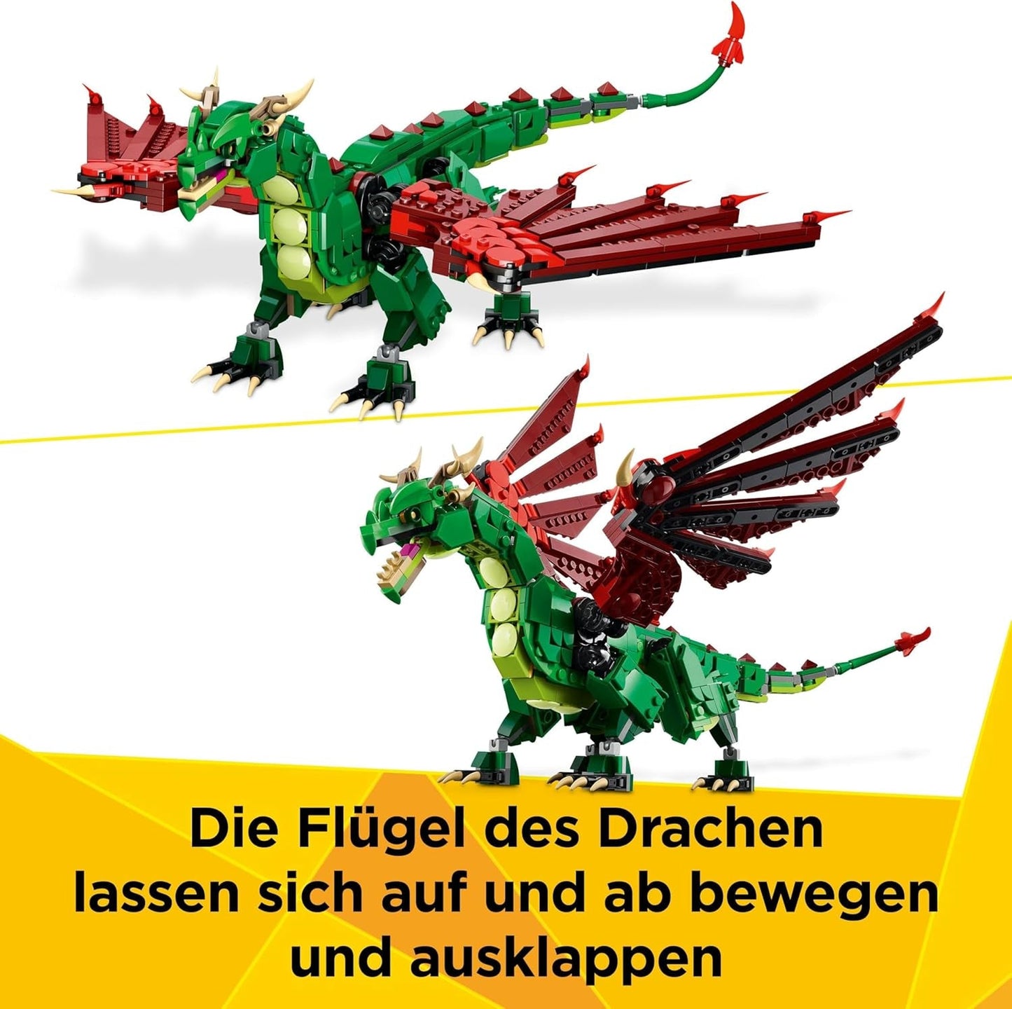 LEGO Creator 3In1 Green Dragon - Jouet - Se transforme en serpent de mer ou en phénix - Jouet de construction animalier pour enfants - Cadeau pour garçons et filles à partir de 9 ans 31161 Jeux de construction Besuche den LEGO-Store