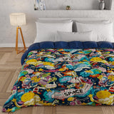 PETTI Artigiani Italiani - Couette d'hiver, Couette d'hiver, Couette simple, Double face, Impression monochrome et numérique, microfibre 100% hypoallergénique, Made in Italy Couettes et couettes Naty Shop Space Lit simple