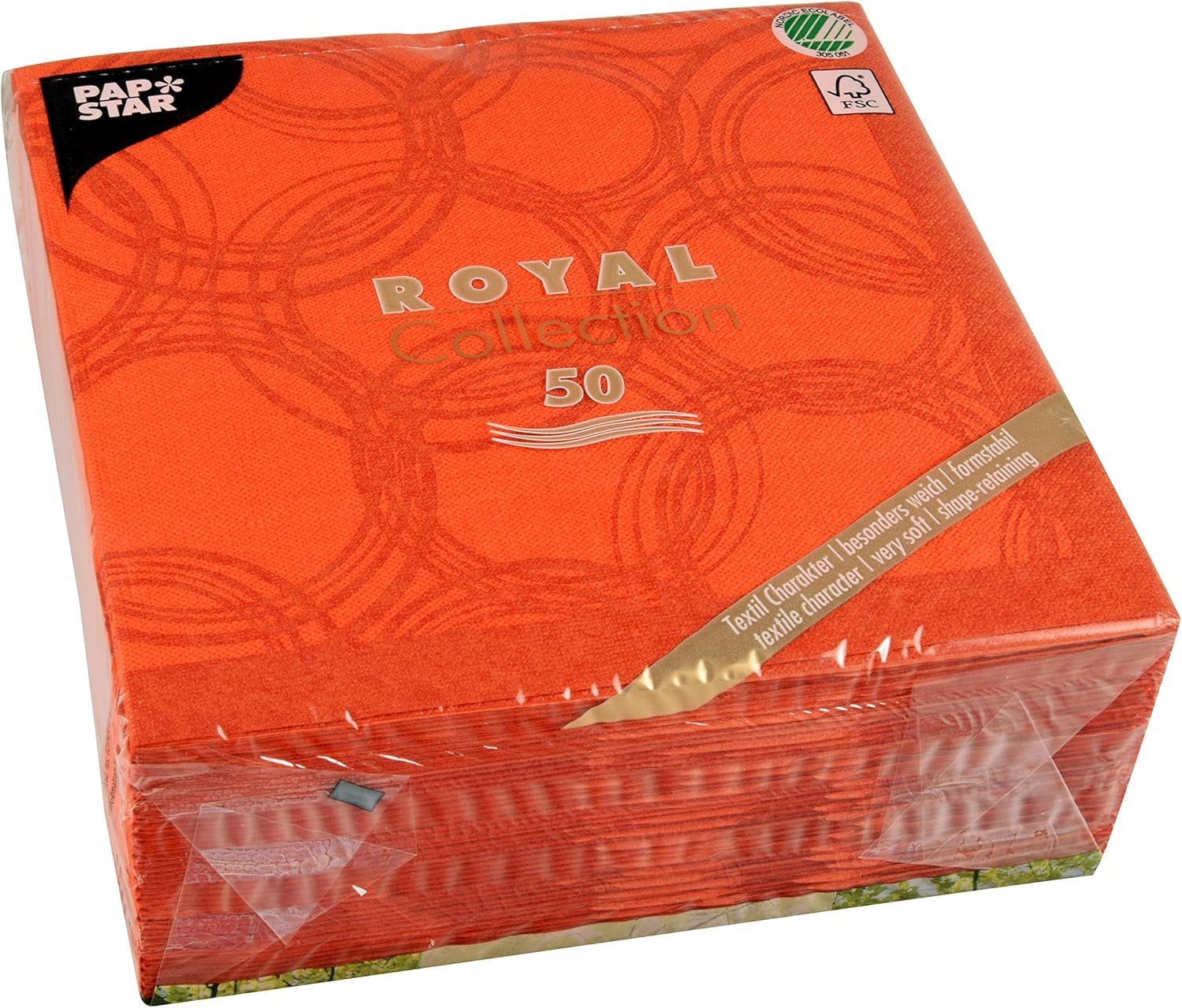 Papstar, 50 serviettes "Collection ROYAL" pli 1/4 40 cm x 40 cm Nectarine "Bulles", #86494