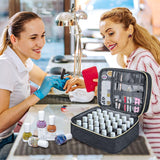Sac organisateur de vernis à ongles, boîte de rangement double de vernis à ongles, organisateur de coffre pour le design des ongles, sacs cosmétiques pour 30 flacons de base Neonail (15 ml-0,5 fl. oz) et 1 lampe à ongles (noir)