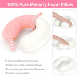 TALLGO Oreiller cervical de voyage, meilleur oreiller d'avion en mousse à mémoire de forme pour appui-tête, oreiller doux réglable pour avion, voiture et maison, oreillers orthopédiques cervicaux roses Naty Shop