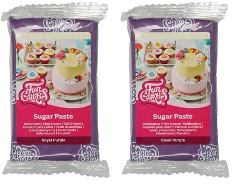 Fondant roulé FunCakes Royal Purple : facile à utiliser, lisse, flexible, doux et malléable, parfait pour décorer les gâteaux. Naty Shop Pâte à Sucre Royal Purple 250G (Pack de 2)