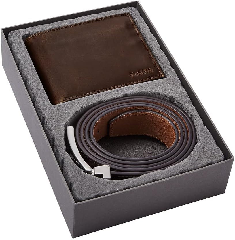 Fossil Hommes Derrick Accessoire de Voyage Bi Fold Portefeuille, Marron Foncé, 11,43 cm L x 1,6 W 9,22 H EU Portefeuille Homme Naty Shop