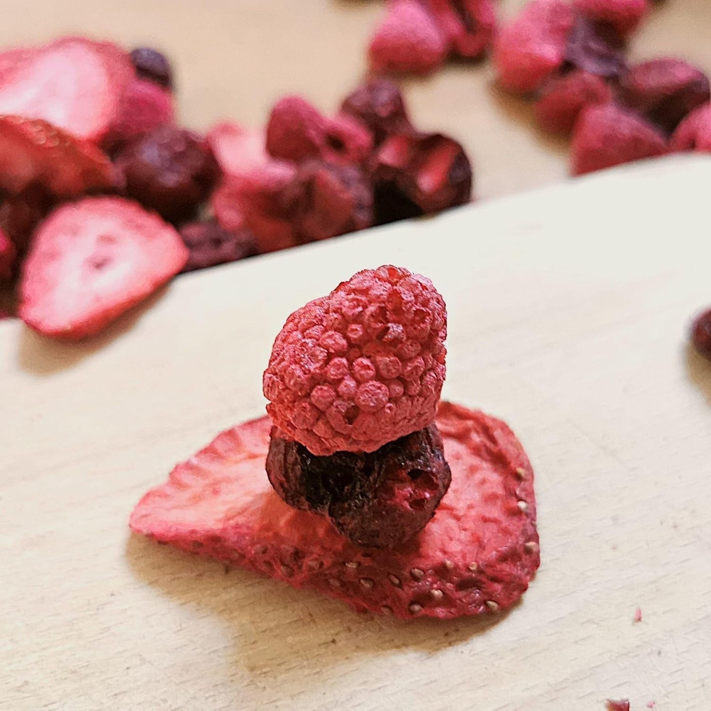 Mélange de fruits rouges lyophilisés | XL 300g Fraises lyophilisées Framboises Cerises aigres Mélange de fruits secs | Fruits lyophilisés Fraise Framboise Cerise Aigre | ZingyZoo Produits déshydratés Naty Shop