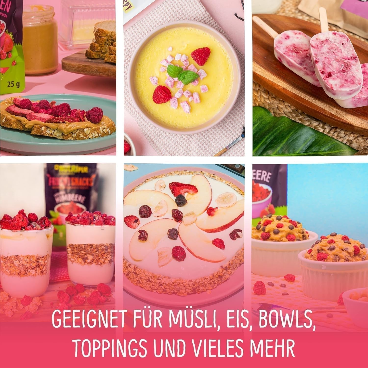 Fruits lyophilisés : 100g de framboises lyophilisées pour smoothie bowls, muesli, porridge toppings - baies lyophilisées sans sucre ajouté - baies lyophilisées - fruits de NutriPur Produits déshydratés Naty Shop