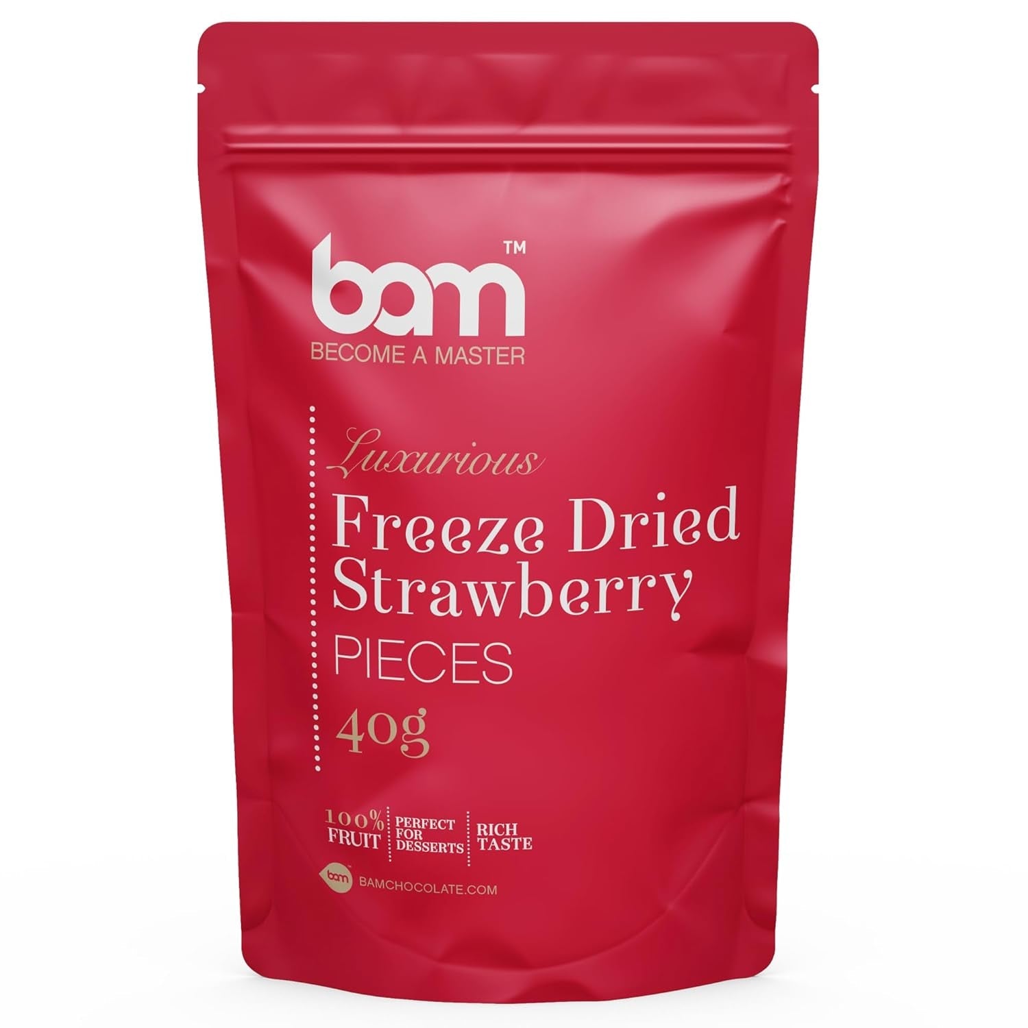 Fruits lyophilisés BAM, 40 grammes, fruits naturels, desserts parfaits, saveur riche (fraise) Produits déshydratés Naty Shop Fraises