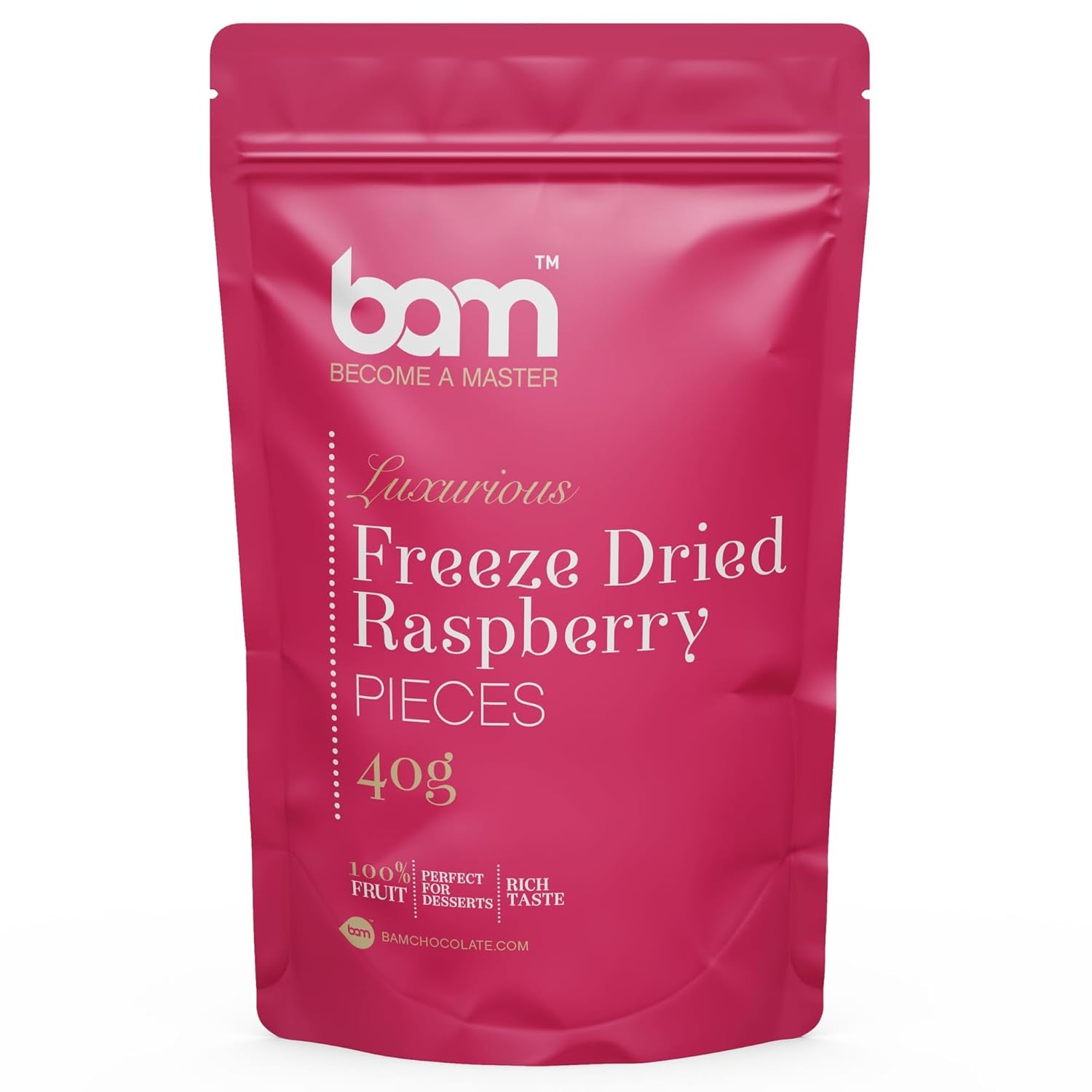 Fruits lyophilisés BAM, 40 grammes, fruits naturels, desserts parfaits, saveur riche (fraise) Produits déshydratés Naty Shop Framboise