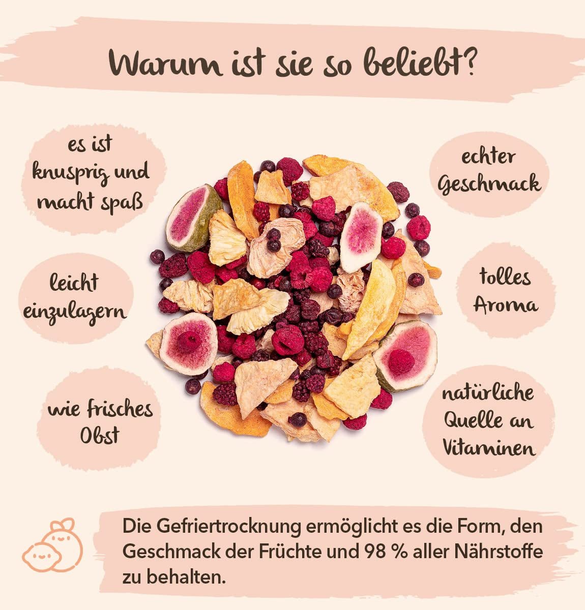 Fruits lyophilisés BRIX | Mélange naturel de fruits secs 80 g | Grand Prix du Goût pour les Fruits Secs | Sans OGM, sans gluten, végétalien, vitamines retenues Naty Shop Produits déshydratés