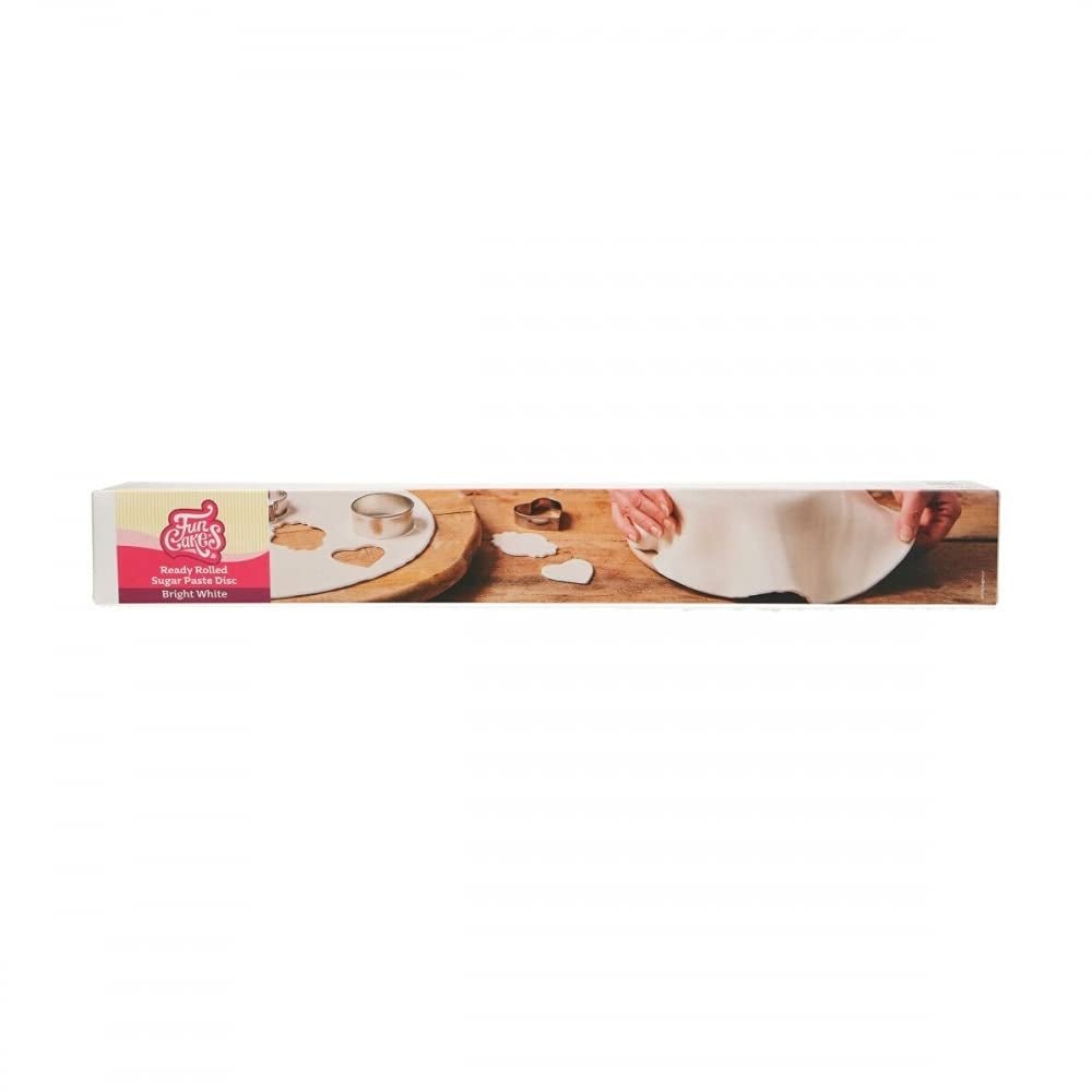 Disque Fondant Roulé FunCakes Spring Greens : Délicieux arôme vanille, pré-roulé, facile à utiliser, parfait pour décorer les gâteaux, 430g Naty Shop Pâte à Sucre Blanc Brillant