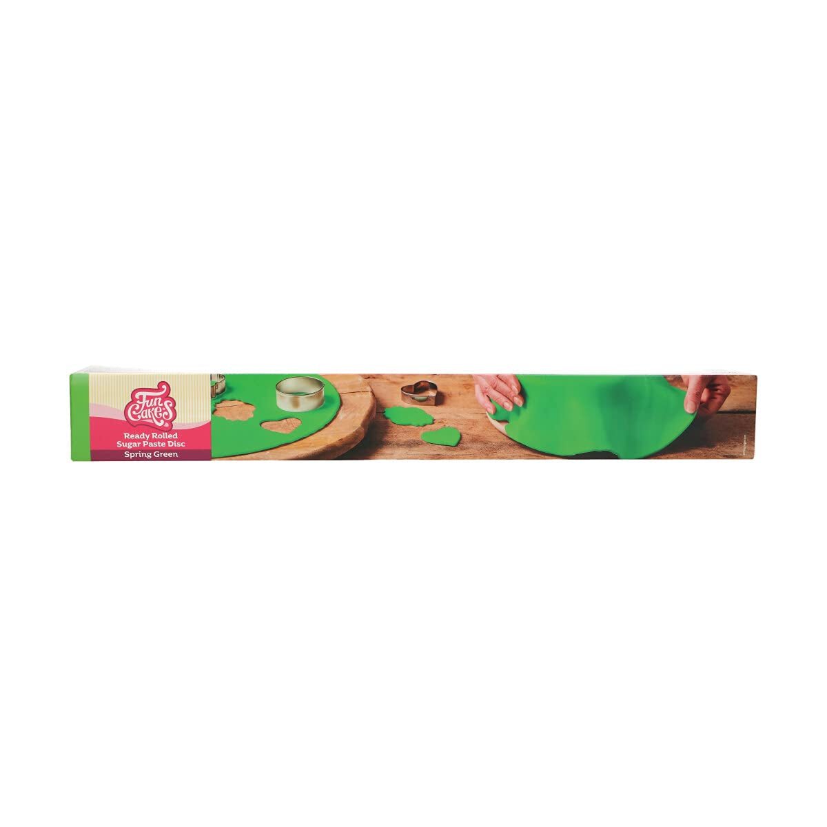 Disque Fondant Roulé FunCakes Spring Greens : Délicieux arôme vanille, pré-roulé, facile à utiliser, parfait pour décorer les gâteaux, 430g Naty Shop Pâte à Sucre Spring Greens